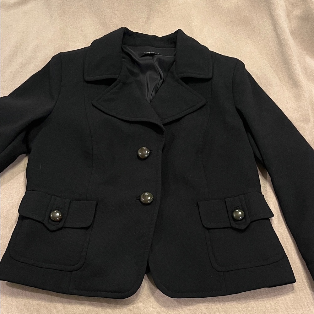 Talbots Black Women's Tailored Blazer with Decorative Button Pockets